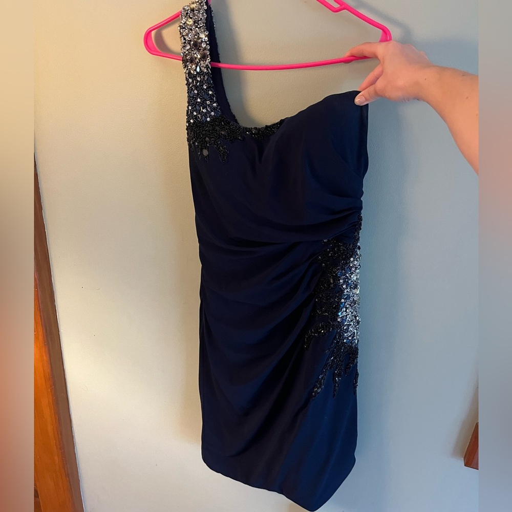 Navy blue bridesmaid/wedding guest dress